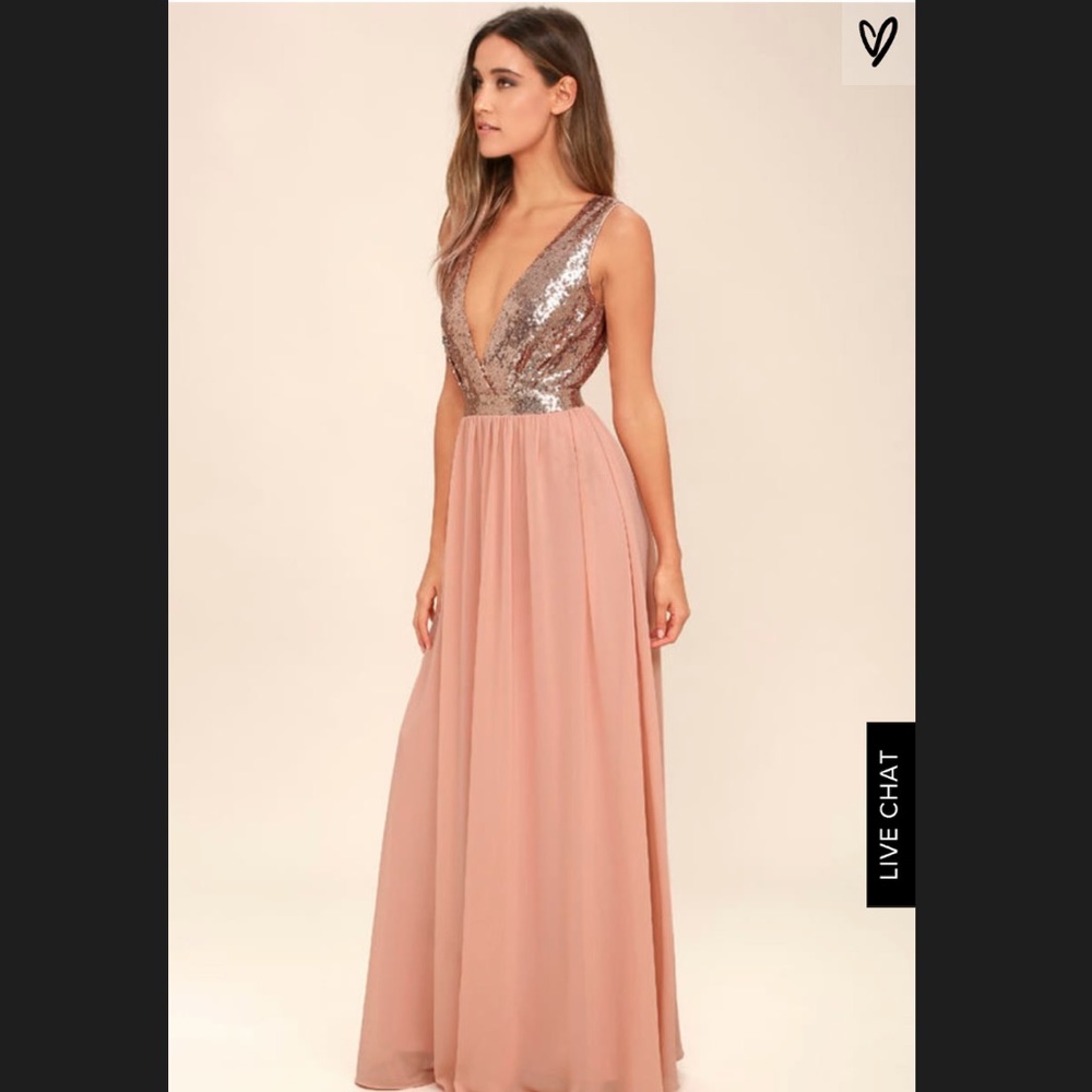 Rose gold sequin maxi dress